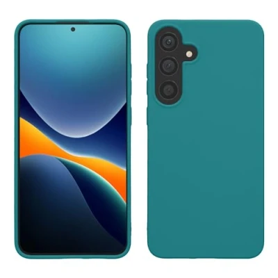 Abbildung von kwmobile Hülle kompatibel mit Samsung Galaxy S24 Plus TPU Silikon Handyhülle weich schlank Case stoßabsorbierend flexibel kabelloses Laden Petrol matt