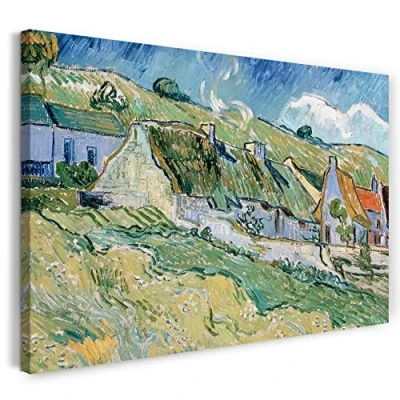 Abbildung von Printed Paintings Leinwand (80x60cm): Vincent Van Gogh Strohgedeckte Landhäuser (1890)