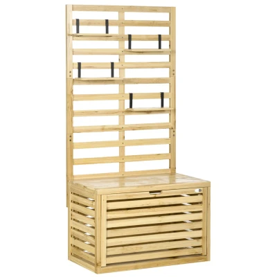 Abbildung von Outsunny Gartenbox Gartentruhe, Kissenbox mit Spalier, 4 Hängeregale (Aufbewahrungsbox, 1 St., Auflagenbox), Rankhilfe