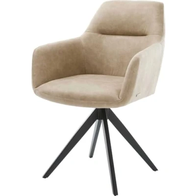 Abbildung von DELIFE Polsterstuhl Pejo Flex, Kreuzgestell kantig Schwarz Beige Vintage 180 drehbar