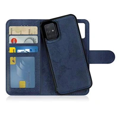 Abbildung von MyGadget Flip Case für Samsung Galaxy A71 4G [ abnehmbare Magnet Hülle ] Handyhülle aus Kunstleder Klapphülle mit Kartenfach Schutzhülle in Dunkelblau