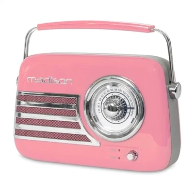 Abbildung von FREESOUND VR40P MADISON 30W Vintage Radio mit langer Batterielaufzeit, Bluetooth, USB und UKW Pink