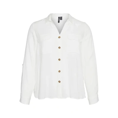 Abbildung von VERO MODA Curve Damen Vmbumpy L/S Shirt New Noos Bluse, Snow White, 50 Große Größen EU