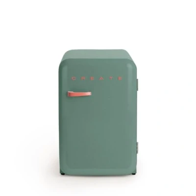 Abbildung von CREATE / RETRO FRIDGE 83.5 TERRACOTA/Kühlschrank in Salbeigrün, Griff Terrakotta 98W, niedriger Verbrauch, 2 Ablagen, Temperaturregler, Flaschenhalter, 56x54x84cm