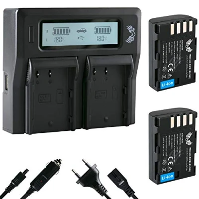 Abbildung von 2X SK Akku Ersatz für Panasonic DMW BLF19E 2040mAh + LCD Dual Charger BLF19 DMC GH3 GH4 / DC GH5 GH5S G9