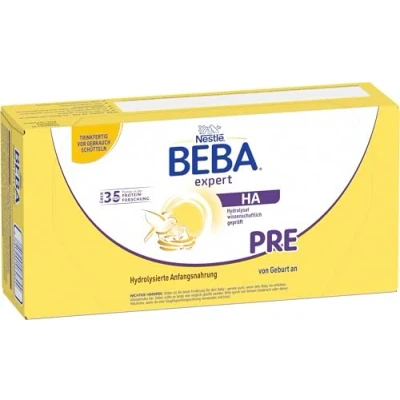 Abbildung von Nestlé BEBA EXPERT HA PRE Hydrolysierte Anfangsnahrung, Säuglingsnahrung von Geburt an, 32er Pack (32 x 90ml)