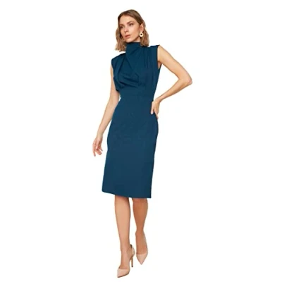 Abbildung von TRENDYOL Damen Hohe Kragenkleid. Dress, Öl, 40 EU