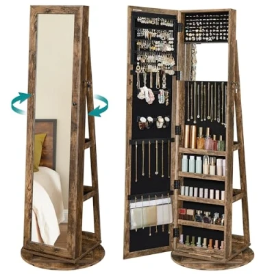 Abbildung von SONGMICS Schmuckschrank Spiegelschrank Schlüsseln, Geschenkidee, 3 Ablagen