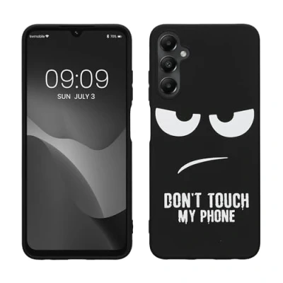 Abbildung von kwmobile Hülle kompatibel mit Samsung Galaxy A05s Handyhülle Silikon Case Don&#039;t Touch My Phone Weiß Schwarz
