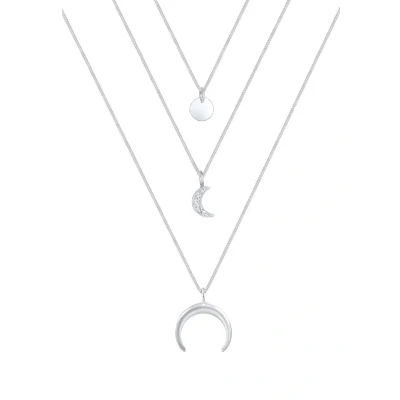 Abbildung von Elli Halskette Damen Halbmond Layer mit Kristalle in 925 Sterling Silber