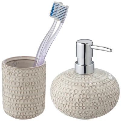 Abbildung von WENKO Badaccessoire Set &quot;Davos&quot;, (Set, 2 tlg.), aus Keramik mit Effektglasur