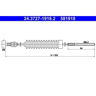 Abbildung von ATE 24.3727 1918.2 Handbremsseil 292 TOYOTA: Corolla VIII Compact, Liftback