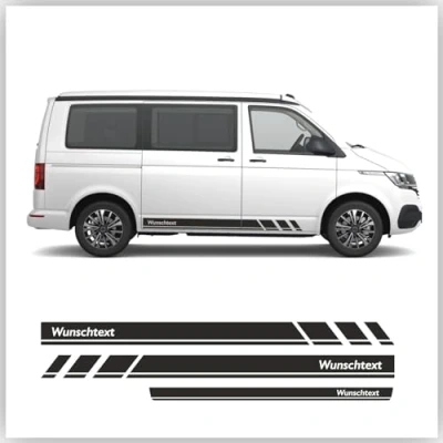 Abbildung von ORAFOL Seitenstreifen passen für VW T6.1, T6, T5, Multivan, Bulli, Seitenaufkleber, Schwarz