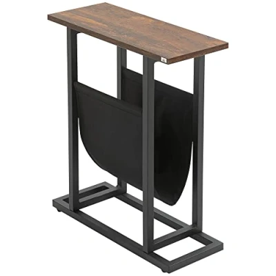 Abbildung von HOMCOM Beistelltisch Sofatisch mit Stahlrahmen (Kaffeetisch, 1 St., Couchtisch), Dunkelbraun+Schwarz, 49 x 19 55 cm