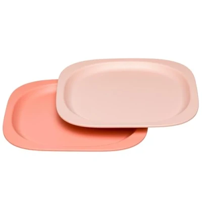 Abbildung von nip Green Öko Baby und Kinderteller, mikrowellen spülmaschinengeeignet, extra flach &amp; perfekt für Beikoststart, BPA frei, ohne Melamin, nachhaltig, 2er Set, Orange