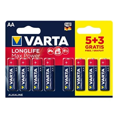 Abbildung von Varta 4703101428 Longlife Max Power (Max Tech) Alkaline Batterie, AA LR6, Packung mit 5 + 3 Batterien Design kann abweichen, Sparpackung, Werbeartikel Tech 5+3 mignon