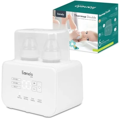 Abbildung von lionelo Babyflaschenwärmer Thermup Double, Schnelles Aufheizen 3 Minuten, 6 Arbeitsmodi, BPA frei