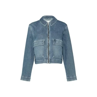 Abbildung von comma casual identity MIT Reissverschluss UND Umlegekragen Jeansjacke, Damen, Größe: 44, Blau