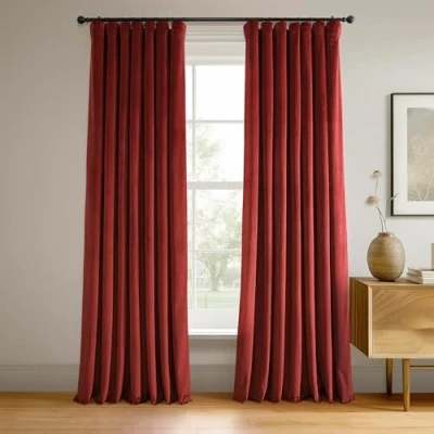 Abbildung von HPD Half Price Drapes Signature Velvet Verdunkelungsvorhänge für Schlafzimmer, 127 x 248 cm (1 Paneel), VPCH 180105 96, Crimson Rust
