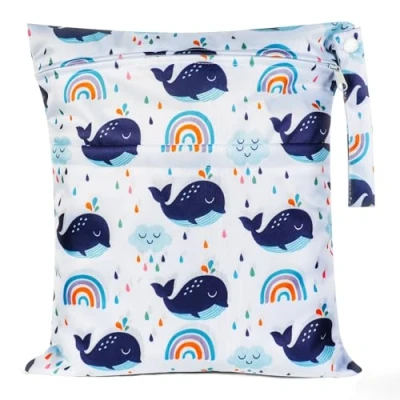 Abbildung von Vicloon Baby Nasstaschen,Wetbag Organiser Beutel, Wiederverwendbare Wet Bag,wasserdicht Stoffwindeln Nasstaschen für Kindergarten,Reisen, Gym,Schwimmsachen Walstil