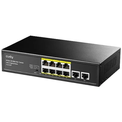 Abbildung von Cudy FS1010P 8 Port PoE+ Switch Mit 2 Uplink Ports, 120W, Erweitern/VLAN Modus, 802.3af/at, Fanless, Plug and Play