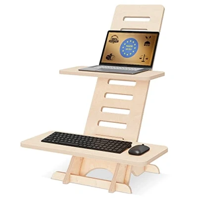 Abbildung von CAWI Stehschreibtisch Aufsatz Stehpult Holz Standing Desk Ständer Schreibtischaufsatz Stehpulte Standsome Steh Schreibtisch Made in EU