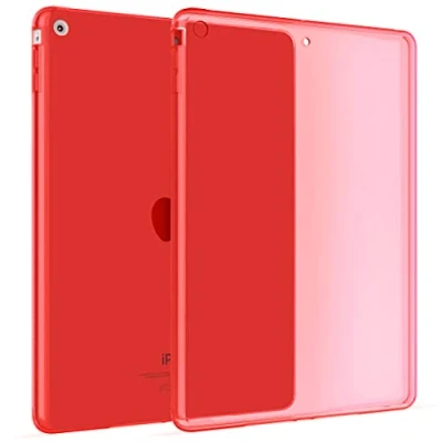Abbildung von Okuli Hülle Kompatibel mit Apple iPad Air 1 Transparent Silikon Cover Case Schutzhülle in Rot
