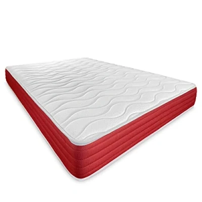 Abbildung von DUÉRMETE ONLINE Viskoelastische Matratze Lite wendbar, fest und bequem, sehr atmungsaktiv, für Winter/Sommer, Memory Gel Polyurethan Schaum, weiß, 135x190