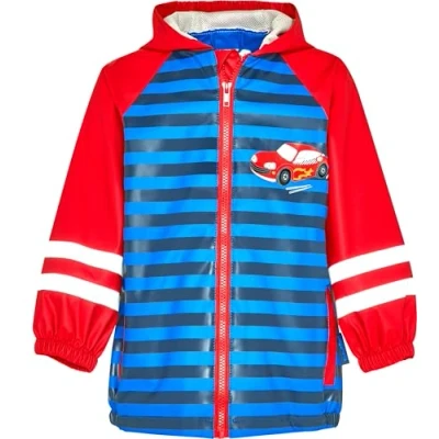 Abbildung von Playshoes Regenjacke Unisex Kinder Wind und wasserdicht Regenmantel Regenbekleidung, Rennwagen, 92