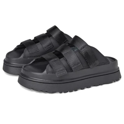 Abbildung von UGG Goldenglow Slide Pantolette hoch, Damen, Größe: 39, Black Lederimitat/textil
