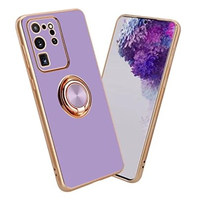 Abbildung von Cadorabo Hülle kompatibel mit Samsung Galaxy S20 Ultra Schutzhülle TPU Silikon Case Ring Design Kameraschutz Slim Kratzfest Gummi Rundumschutz für in Lila