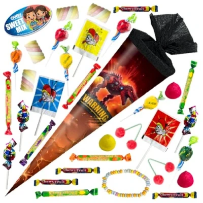 Abbildung von OYOY Schultüte gefüllt mit Süßigkeiten Mix I Robosaurus 35 cm kleine fertig Geschwister Zuckertüte klein Einschulung Geschenk