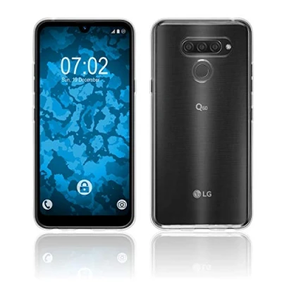 Abbildung von PhoneNatic Case kompatibel mit LG Q60 Crystal Clear Silikon Hülle transparent + 2 Schutzfolien