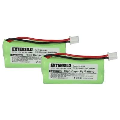 Abbildung von EXTENSILO 2X Akku kompatibel mit Siemens Gigaset A145, A160, A140 weiß, A150, A165, A16 schnurlos Festnetz Telefon (850 mAh, 2,4 V, NiMH)