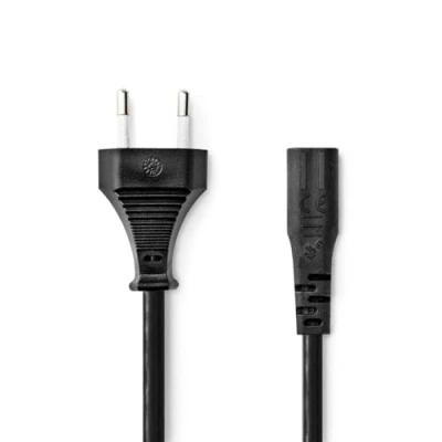 Abbildung von Nedis Stromkabel Euro Männlich IEC 320 C1 Gerade Vernickelt 2.00 m Flach PVC Schwarz Box