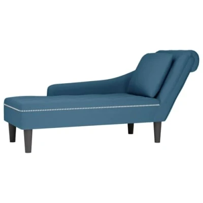 Abbildung von vidaXL Chaiselongue, Indoor Lounge Sofa mit Kissen Rechter Armlehne, Gepolsterte Recamiere für Wohnzimmer Schlafzimmer Büro, Polsterliege, Blau Samt