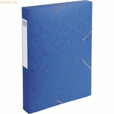 Abbildung von Exacompta 14005H Premium Sammelbox mit Gummizug 40 mm breit aus extra starkem Colorspan Karton Rückenschild für DIN A4 Archivbox Heftbox Dokumentenbox Zeichenbox Sammelmappe blau