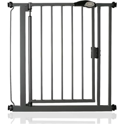 Abbildung von Safetots Druckmontage Selbstschließendes Treppengitter, 75cm 82cm, Schiefergrau, Automatisch schließendes Babygitter, Sicherheitsbarriere für Kleinkinder, Einfache Installation