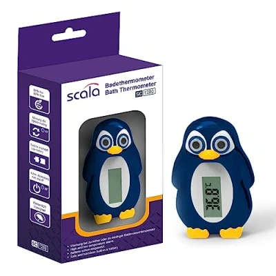 Abbildung von scala SC 1280 Digitales Badethermometer Pinguin misst die Badewassertemperatur. Baden wird für Kleine Kinder und Babys einfacher