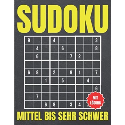 Abbildung von Sudoku Mittel bis Sehr Schwer: Block mit 900 Rätseln aufgeteilt in Schwer Sudokublock Lösung Rätselheft für Erwachsene