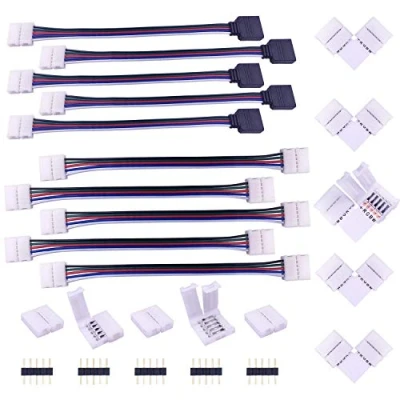 Abbildung von LED Strip Verbinder 5 polig Streifen Eckverbinder Verteiler Band Schnellverbinder Stripe Verlängerung Anschlusskabel Stecker Connector für 12mm Breite SMD 5050 RGBW