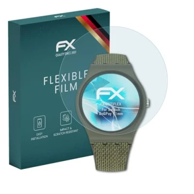 Abbildung von atFoliX Schutzfolie kompatibel mit Swatch OnGPay 41mm Folie, ultraklare und flexible FX Displayschutzfolie (3X)