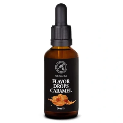 Abbildung von Flavour Drops Karamell 50ml Aromatropfen für Lebensmittel Geschmacks Tropfen Kalorienfrei Dunkle Pipetten Glasflasche Geschmackstropfen Süßungsmittel mit Geschmack Vegan
