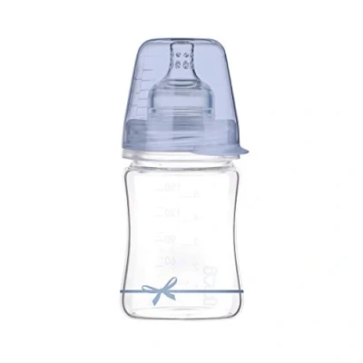 Abbildung von LOVI Anti Kolik Babysaugflasche aus Glas mit dynamischem Sauger 0 Monate+, 150 ml, SUPER Entlüftungssystem, Schützt den Saugreflex, Baby Shower Boy Collection