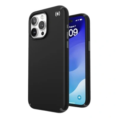 Abbildung von Speck iPhone 15 Pro Max Hülle MagSafe kompatibel, Fallschutz Kratzfest, Soft Touch, 6,7 Zoll Handyhülle Presidio2 Schwarz/Schiefergrau/Weiß