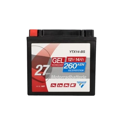 Abbildung von CARTEC Motorradbatterie YTX14 BS, 12Ah, 260A, Gel Technologie Motorrad Starter Batterie, Erstausrüsterqualität, zyklenfest, lagerfähig, wartungsfrei
