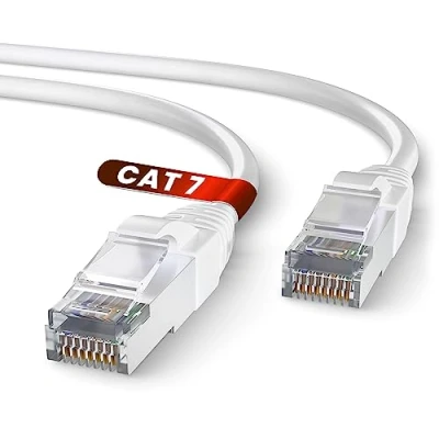 Abbildung von Mr. Tronic Cat 7 Ethernet Kabel 5m, 100% Kupfer Hochgeschwindigkeits Kabel, Innenbereich Patch LAN Netzwerkkabel mit RJ45 Stecker 28AWG, SFTP geschirmtes Internetkabel (5 Meter, Weiß)