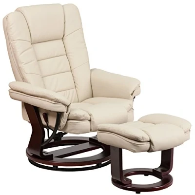 Abbildung von Flash Furniture Drehstuhl &amp; Ottomane, Leder, beige, 1 Stück