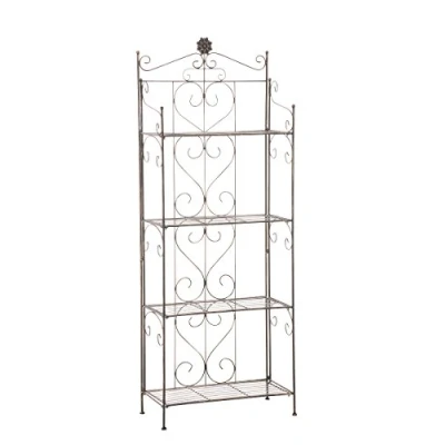 Abbildung von CLP Lenja stabiles Standregal im Landhausstil I Klappbares Eisenregal mit 4 Regalböden erhältlich, Farbe:Bronze
