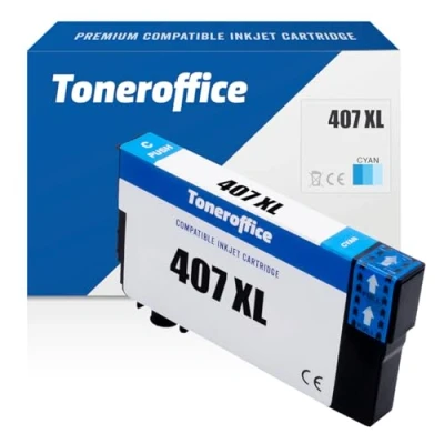 Abbildung von 407 Druckerpatrone XL kompatibel mit Epson C13T07U240 Druckerpatronen Cyan für Workforce Pro WF 4745 DTWF (ca. 1900 Seiten)